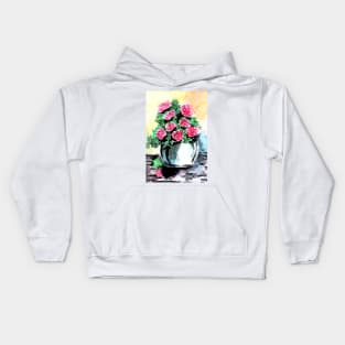 Red Peonies in Vase Kids Hoodie